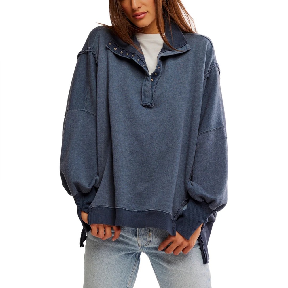 PRICE DROP! We The Free Camden Henley Sweatshirt💙 - Picture 2 of 9